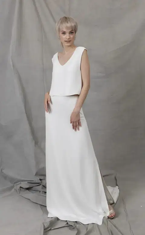 Georgie Top + Georgie Rock by Kisui, straight, crepe