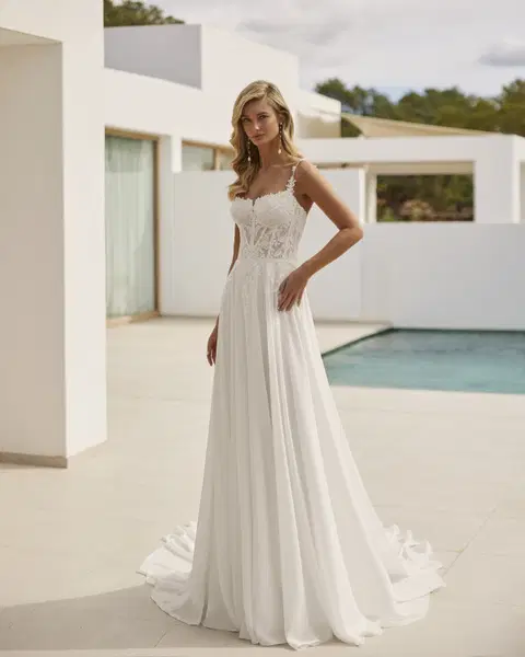 Sami wedding dress by Adriana Alier, straight, chiffon