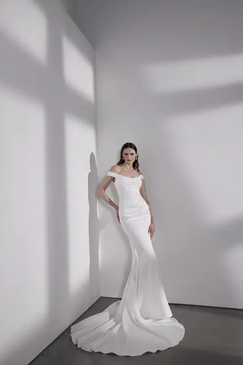 Bailey wedding dress by Avenue by Josephine Scott, trumpet, crepe