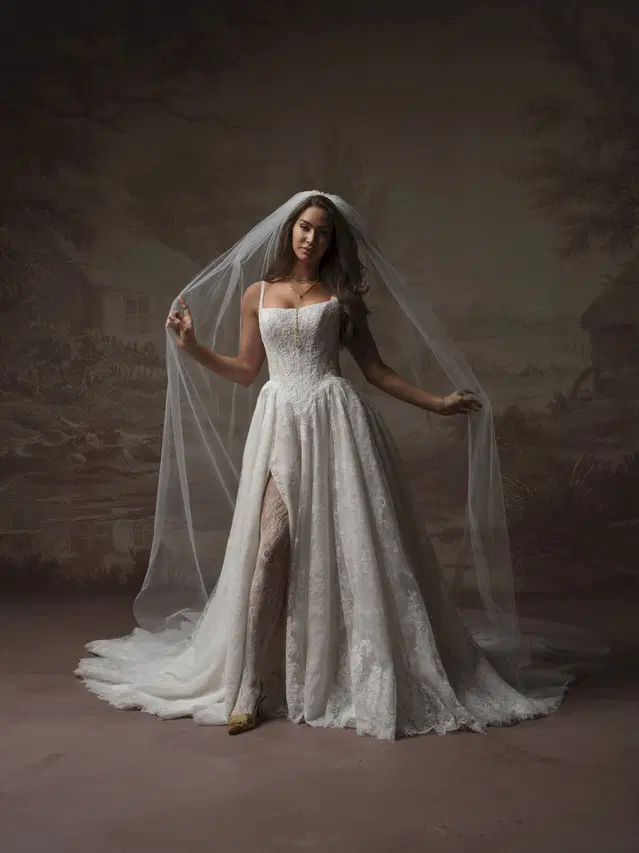 IVANDRA by Sottero & Midgley: Ball Gown silhouette, square neckline, lace