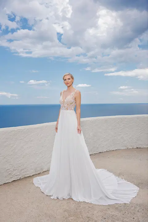 Style B2417 wedding dress by Amera Vera, A-line, lace