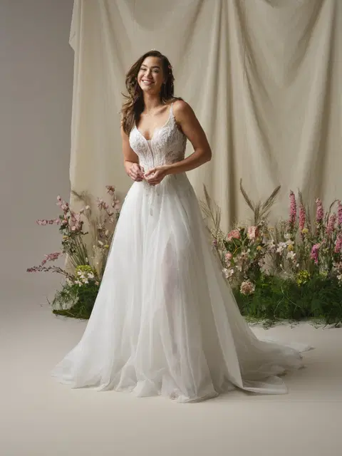 Valarie wedding dress by Rebecca Ingram, A-line, crepe