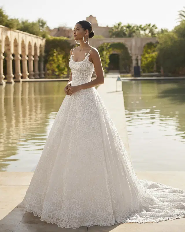 Olmo by Rosa Clara: Ball Gown silhouette, scoop neckline, sleeveless, lace