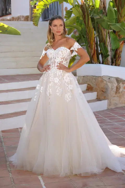 Bridget wedding dress by Azuree Bridal, ball gown, lace