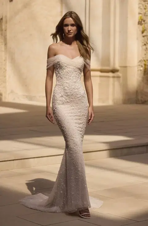 Harlynn wedding dress by Veni Infantino, fit & flare, tulle