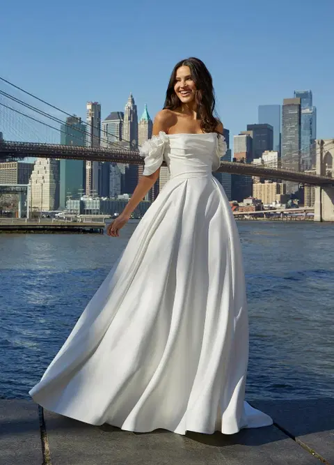 Soleil wedding dress by Mori Lee, A-line, satin