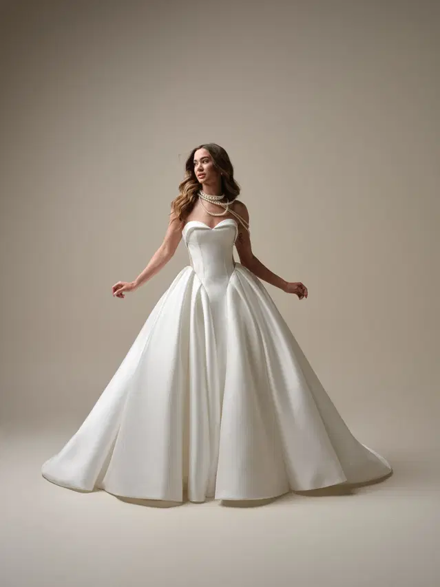 Aberdeen Vida by Sottero & Midgley: Fit & Flare silhouette, sweetheart neckline, sleeveless, mikado