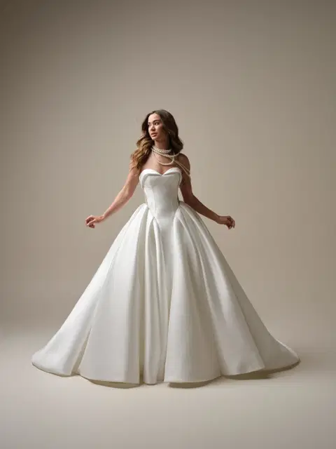 Aberdeen Vida wedding dress by Sottero & Midgley, fit & flare, mikado