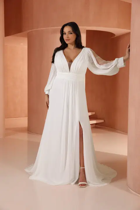 Capri wedding dress by Azuree Bridal, A-line, chiffon