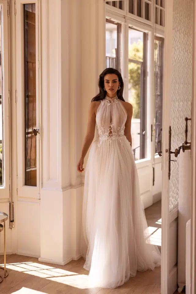 E-5434 by Elizabeth Passion: A-Line silhouette, high / halter neckline, sleeveless, tulle