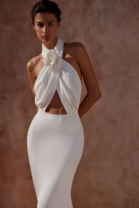 Dalida wedding dress by Milla Nova, straight, satin
