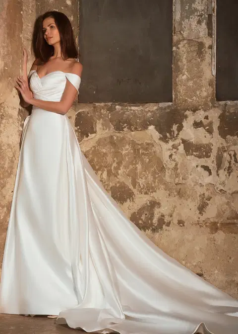 Knowing wedding dress by Dando London, A-line, mikado