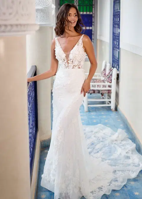 West Side Story wedding dress by Dando London, fit & flare, lace