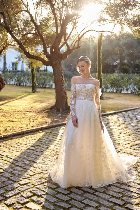 Style 66420 wedding dress by Lillian West, A-line, tulle