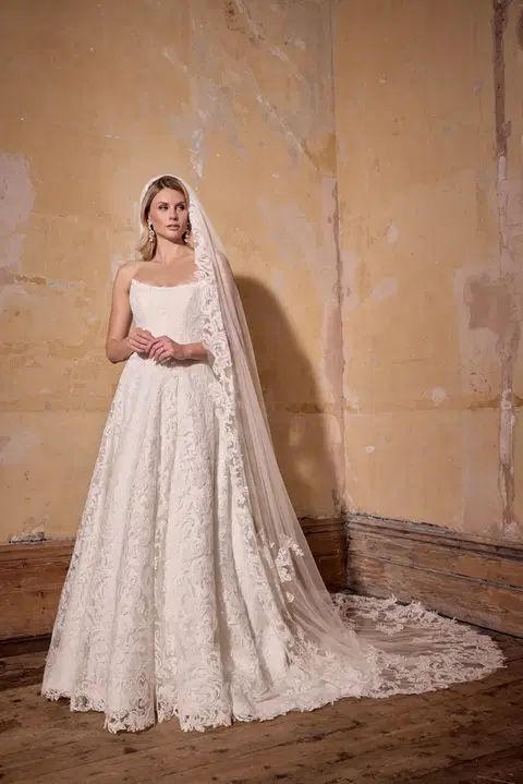 Astra wedding dress by Josephine Scott, A-line, lace