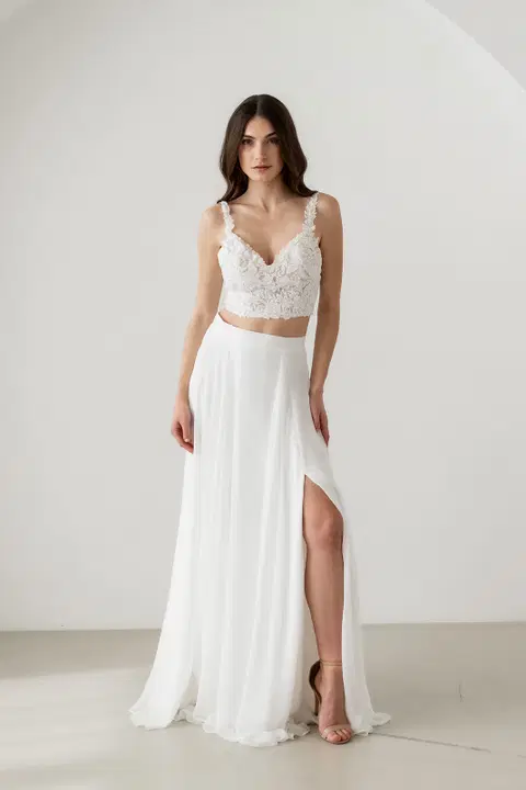 Alice wedding dress by Esther Hofmann, two-piece, chiffon