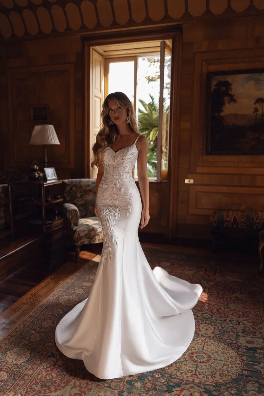 Celine by Tina Valerdi: Mermaid silhouette, sweetheart neckline, sleeveless, satin