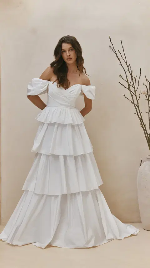 Solane wedding dress by Anna Kara, two-piece, taffeta
