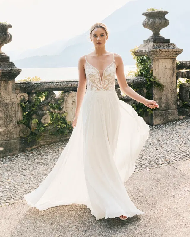 E-5292 by Elizabeth Passion: A-Line silhouette, deep V-neck neckline, sleeveless, tulle