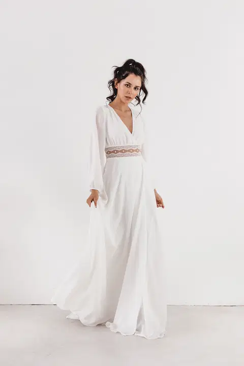 Eve wedding dress by Esther Hofmann, trumpet, chiffon