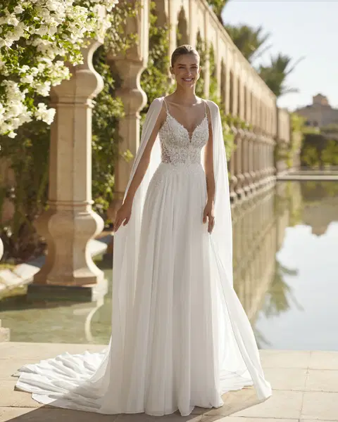 Obadia wedding dress by Rosa Clara, straight, chiffon