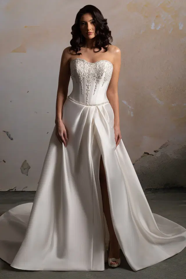 Rhondelle by Donna Salado Bridal: Ball Gown silhouette, sweetheart neckline, sleeveless, satin