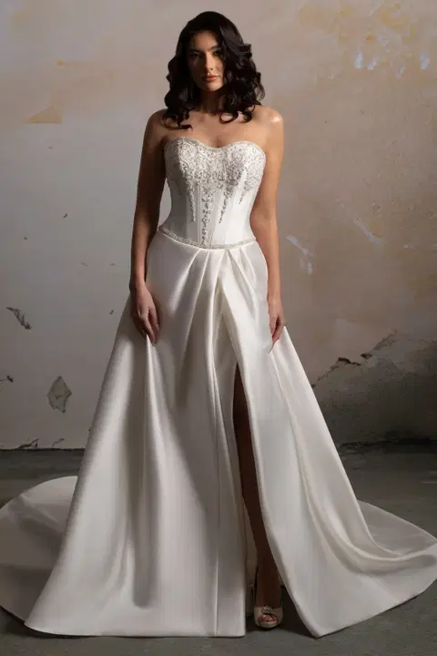 Rhondelle wedding dress by Donna Salado Bridal, ball gown, satin