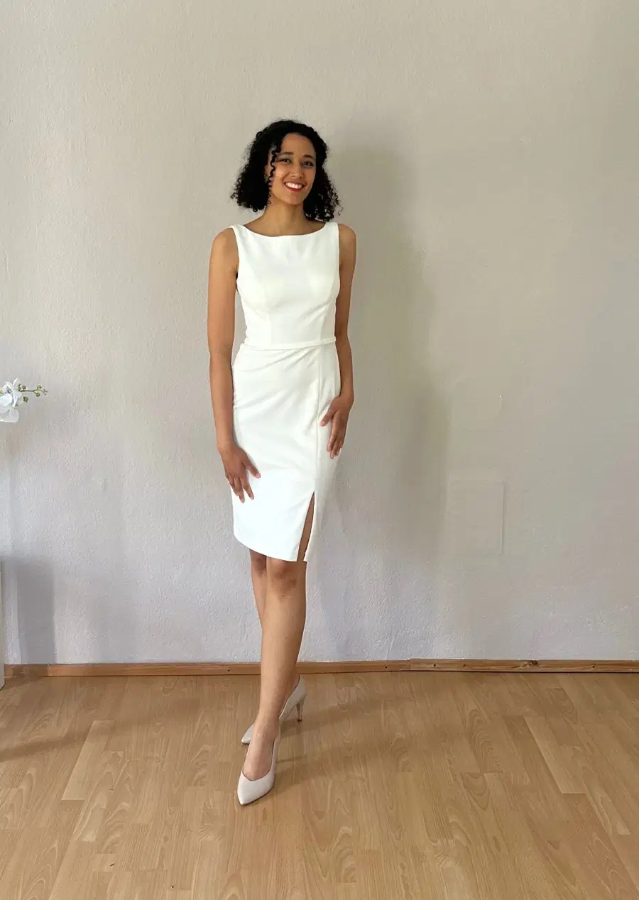 Kleid STBC 1247 by myprettydress by Basedow: Short silhouette, boat neck neckline, sleeveless, crepe