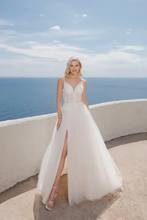 Style B2411 wedding dress by Amera Vera, A-line, lace