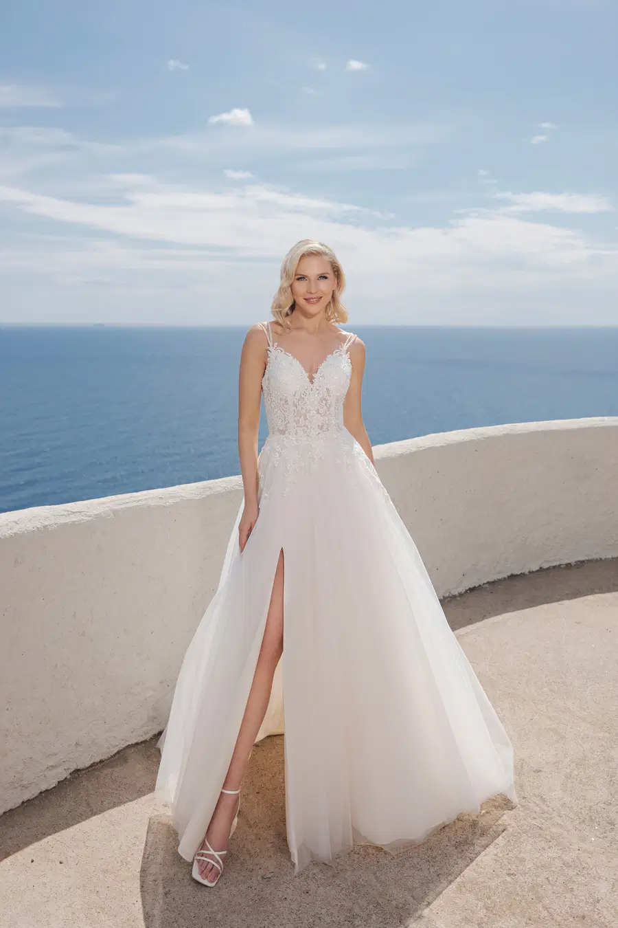 B2411 by Amera Vera: A-Line silhouette, sweetheart neckline, sleeveless, lace