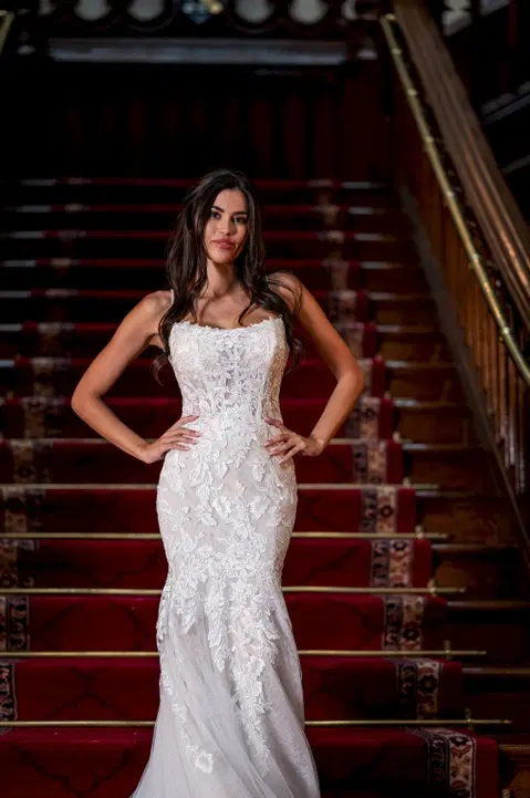 Style RB5121 wedding dress by Rachel Allan, trumpet, lace