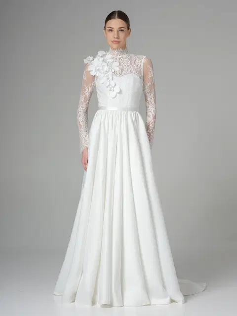 Yasmin Modest wedding dress by Katya Katya London, A-line, lace