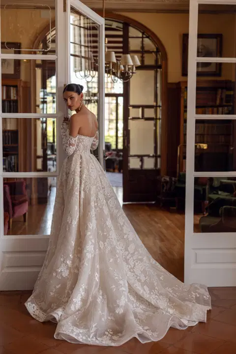 Chrysanthe wedding dress by Tina Valerdi, ball gown, lace