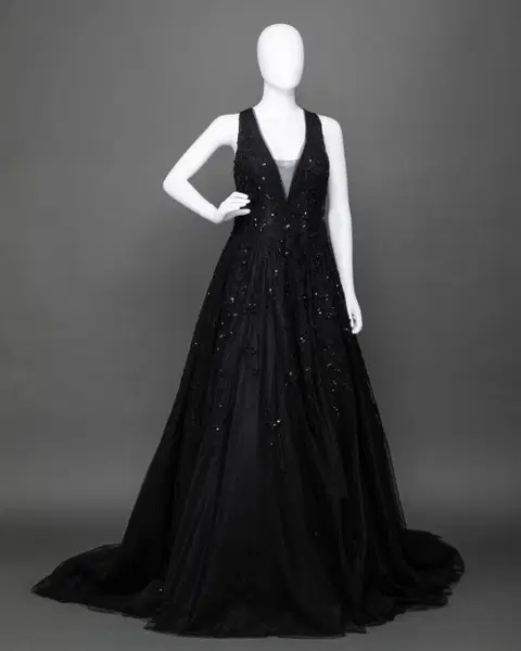 Black Floral wedding dress by DarkDreamCouture