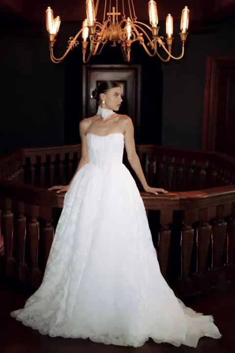Prim wedding dress by MWL Bride, ball gown, lace