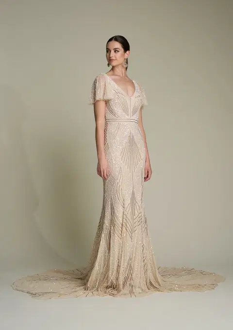 Harriet wedding dress by Eliza Jane Howell, tulle, V-neck