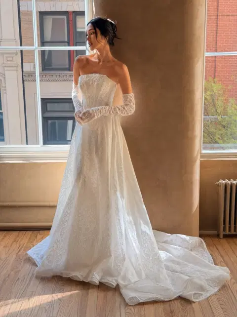 Amalia wedding dress by Milla Nova, A-line, chantilly