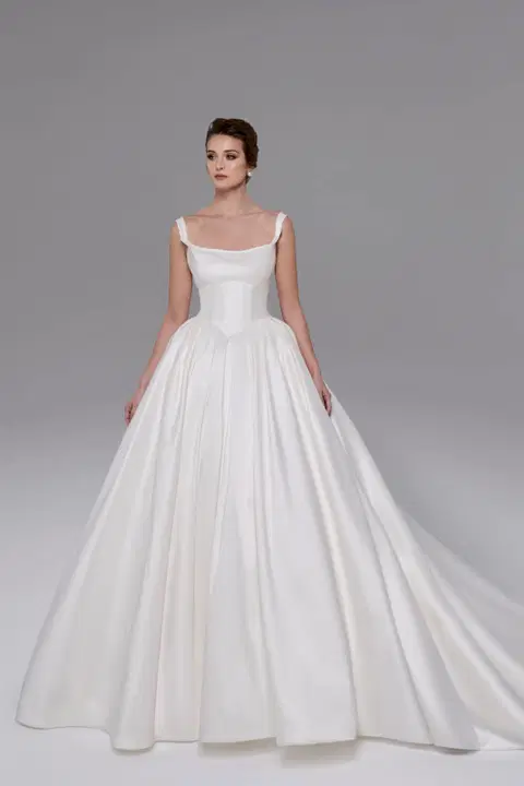 B26223 Vivian wedding dress by Calla Blanche, ball gown, satin