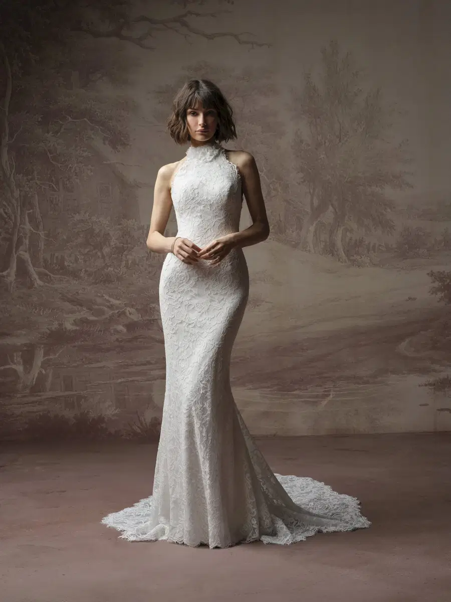 ANYA by Maggie Sottero: high / halter neckline, lace