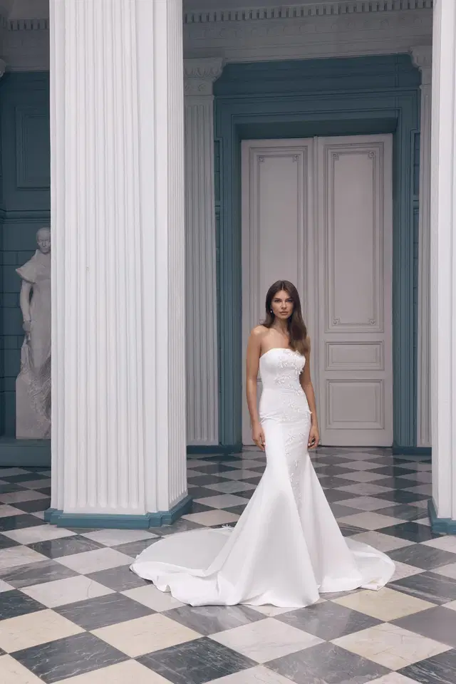 Brigitte by Carfelli: Mermaid silhouette, straight neckline, sleeveless, lace