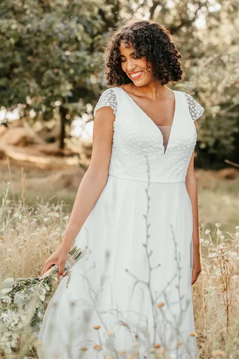 Johanna wedding dress by Sanna Lindström, A-line, lace