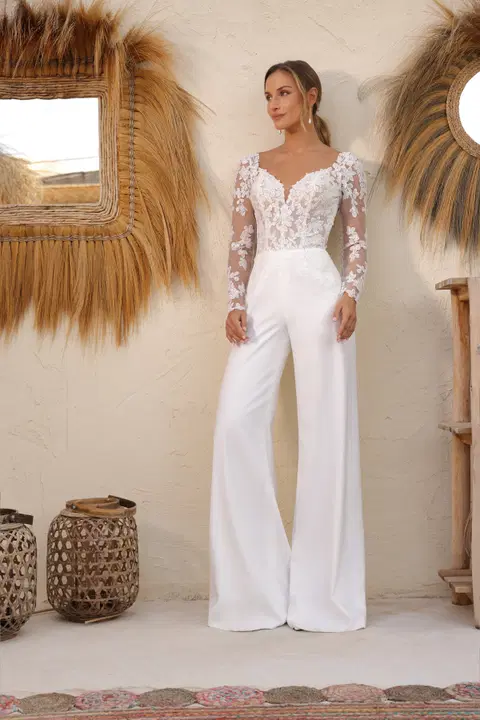 Annelou wedding dress by Azuree Bridal, pantsuit, crepe