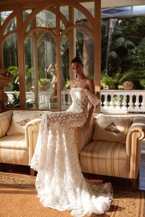 Helene wedding dress by Tina Valerdi, mermaid, lace