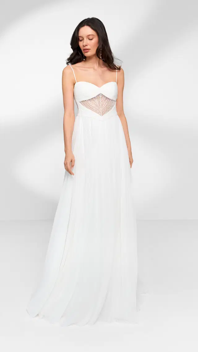 Devanna by Anna Kara: A-Line silhouette, sweetheart neckline, sleeveless, silk