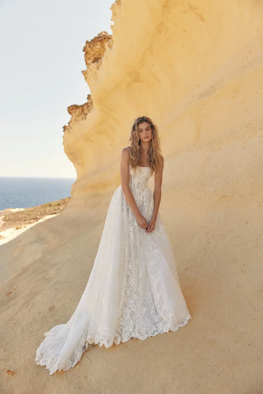 Illume by Eva Lendel: Ball Gown silhouette, straight neckline, sleeveless, lace