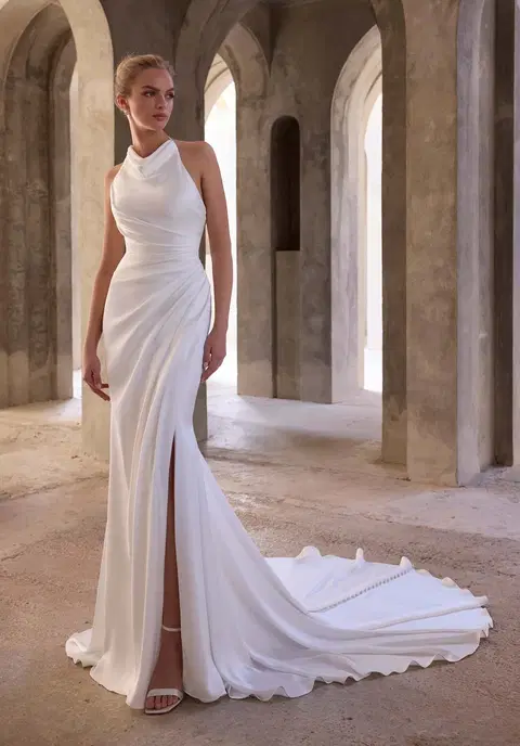 Persah wedding dress by Mori Lee, satin, high / halter