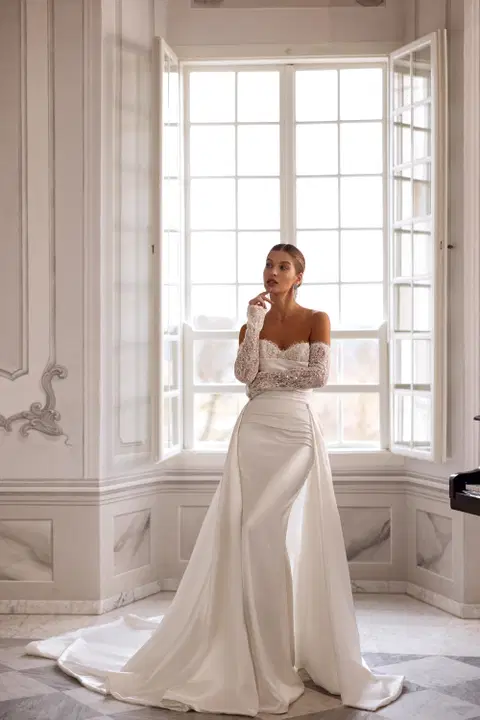 Catherine wedding dress by Tina Valerdi, mermaid, satin