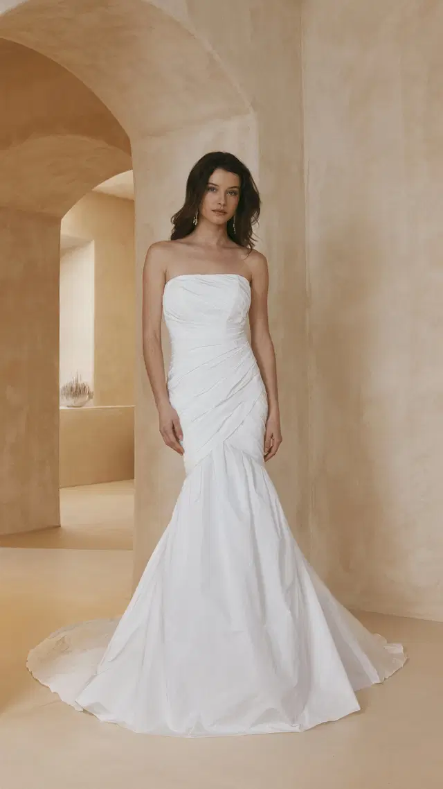 Simone by Anna Kara: Mermaid silhouette, straight neckline, sleeveless, taffeta