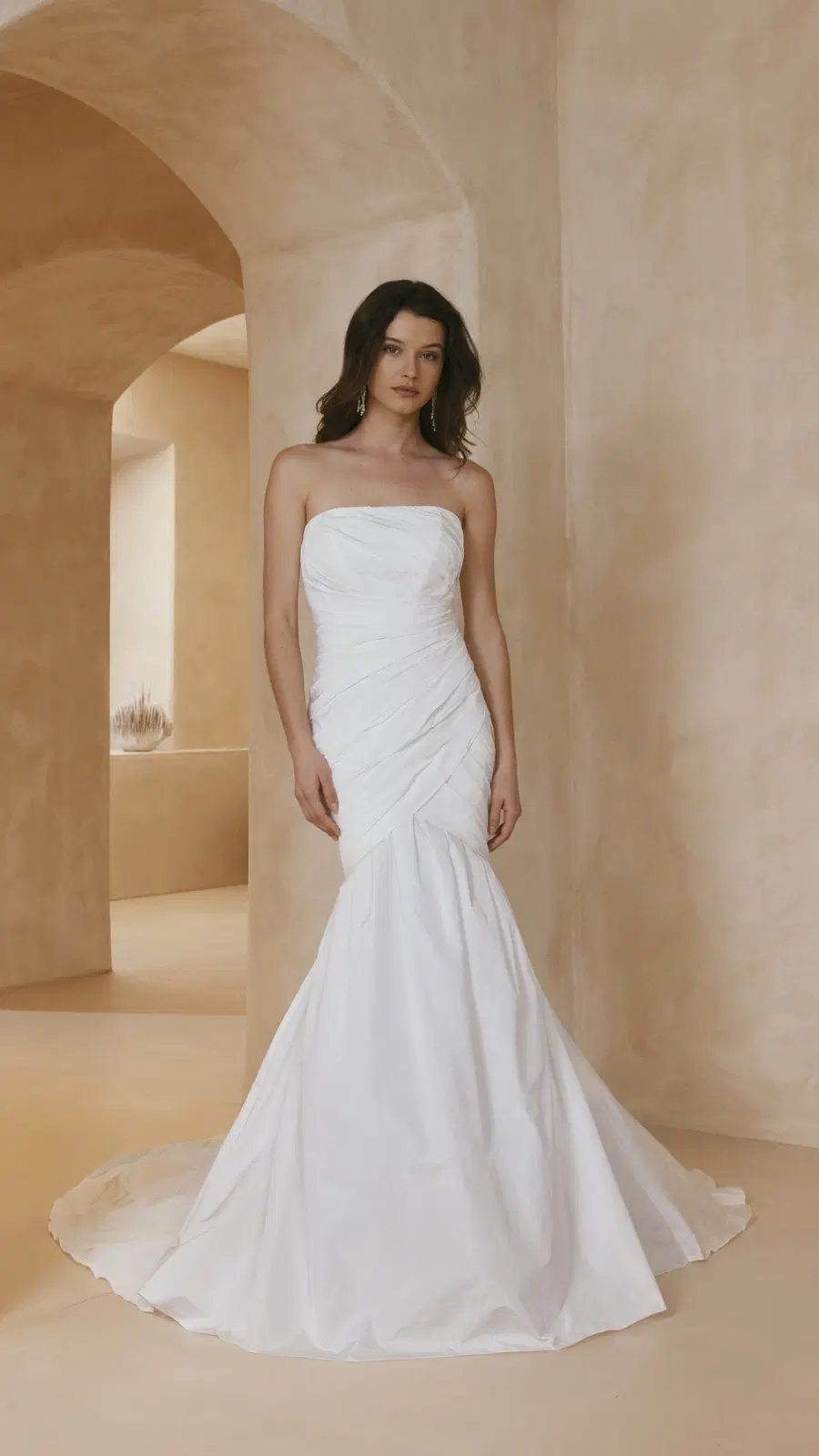 Simone by Anna Kara: Mermaid silhouette, straight neckline, sleeveless, taffeta