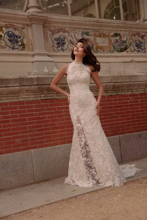 Style TO-2066T wedding dress by Agnes, trumpet, lace